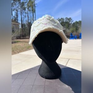 Off White Sequin Ball Cap